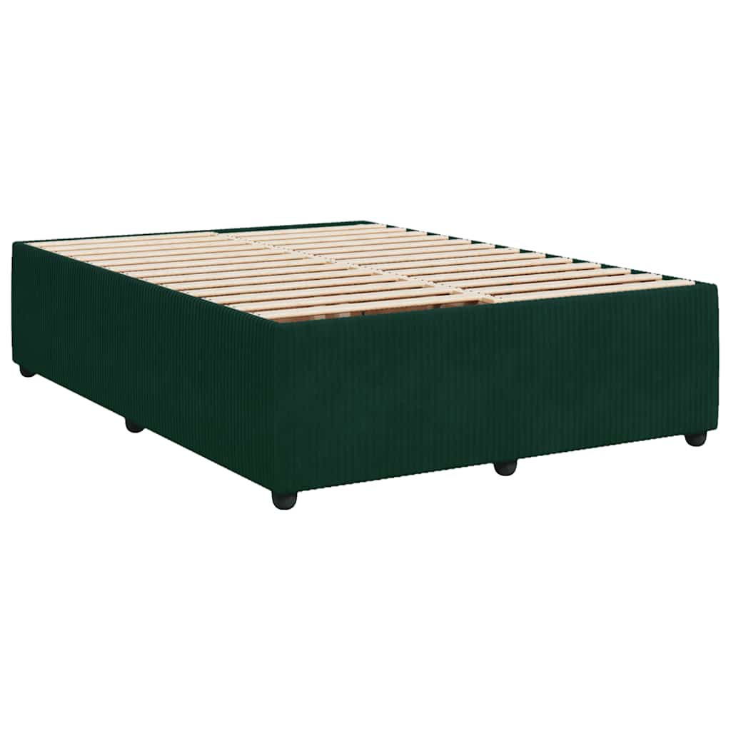 vidaXL Κρεβάτι Boxspring με Στρώμα Σκούρο Πράσινο 160x200εκ. Βελούδινο