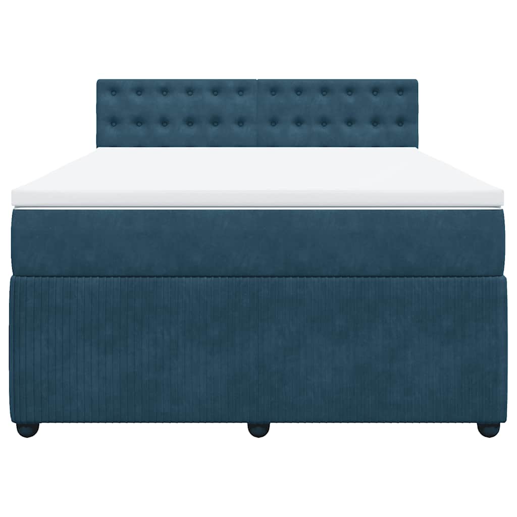 vidaXL Κρεβάτι Boxspring με Στρώμα Μπλε 160x200 εκ. Βελούδινο