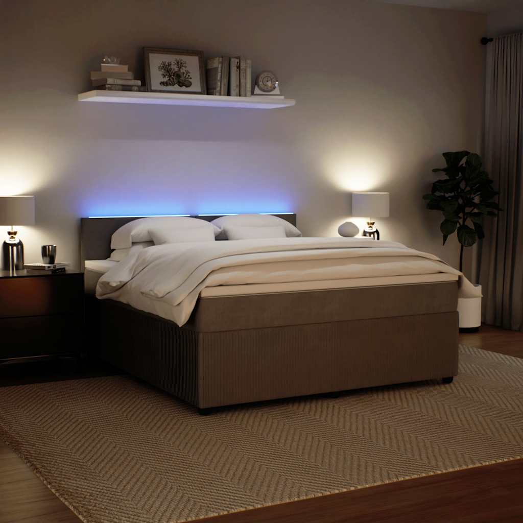 vidaXL Κρεβάτι Boxspring με Στρώμα Ανοιχτό Γκρι 180x200 εκ. Βελούδινο