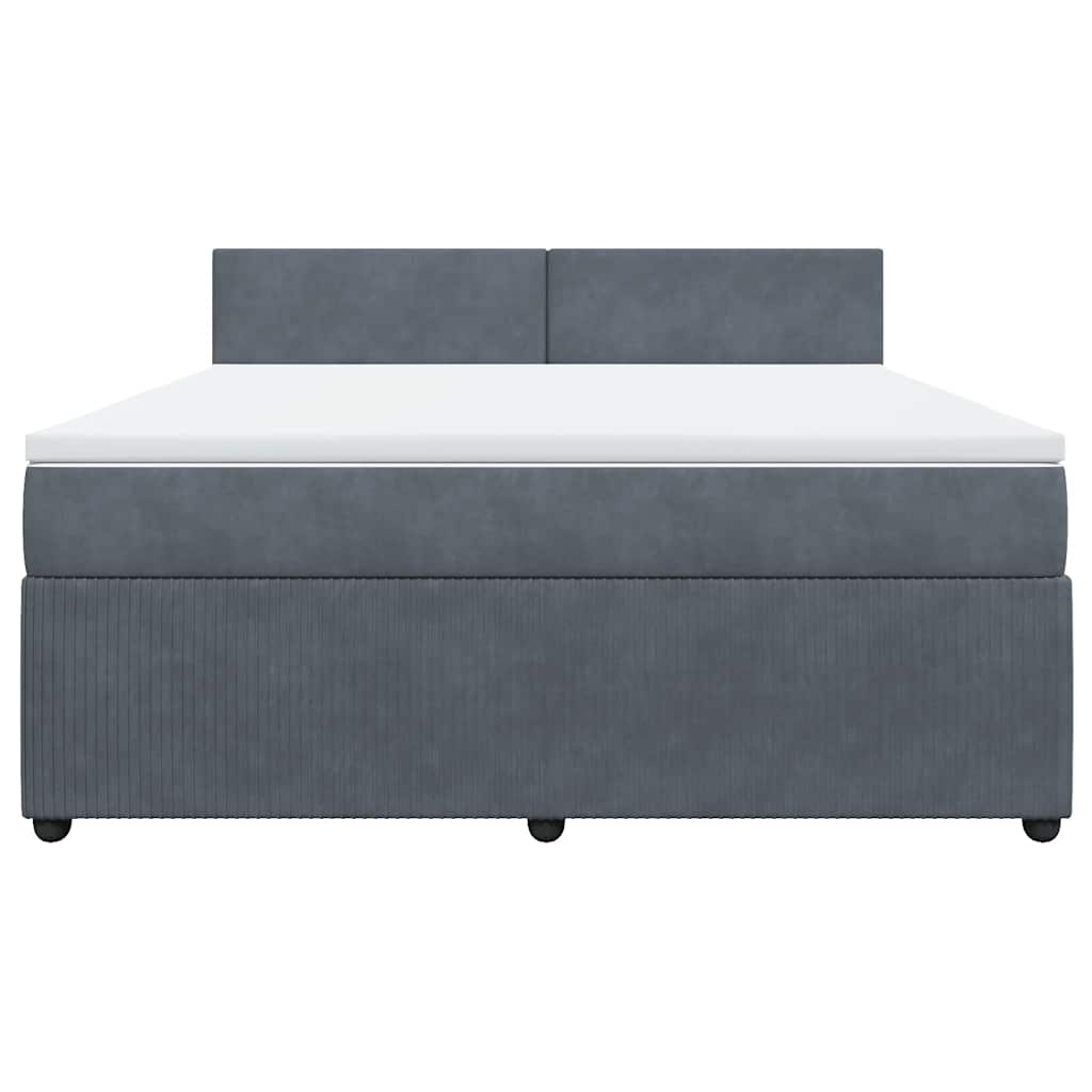 vidaXL Κρεβάτι Boxspring με Στρώμα Σκούρο Γκρι 180x200 εκ. Βελούδινο