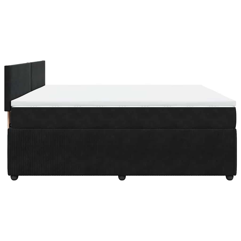 vidaXL Κρεβάτι Boxspring με Στρώμα Μαύρο 180x200 εκ. Βελούδινο