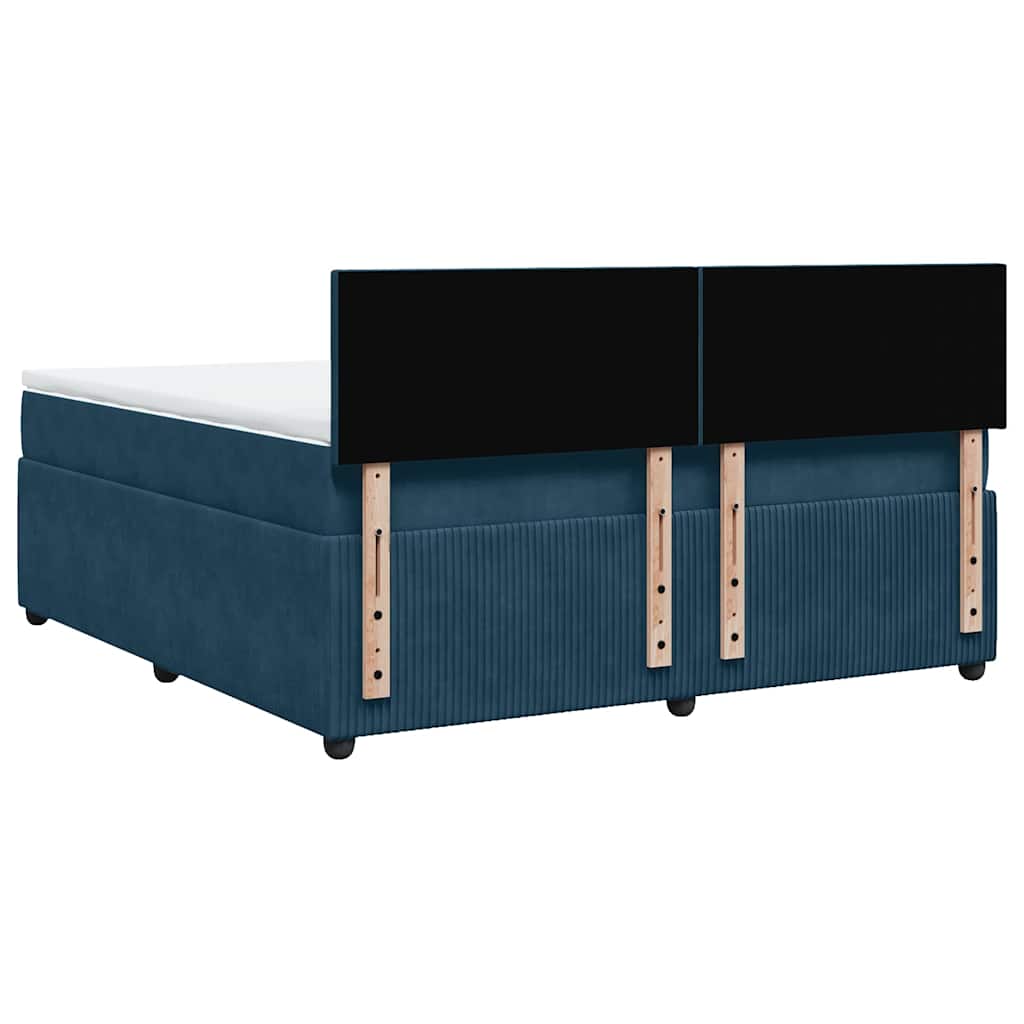 vidaXL Κρεβάτι Boxspring με Στρώμα Μπλε 180x200 εκ. Βελούδινο