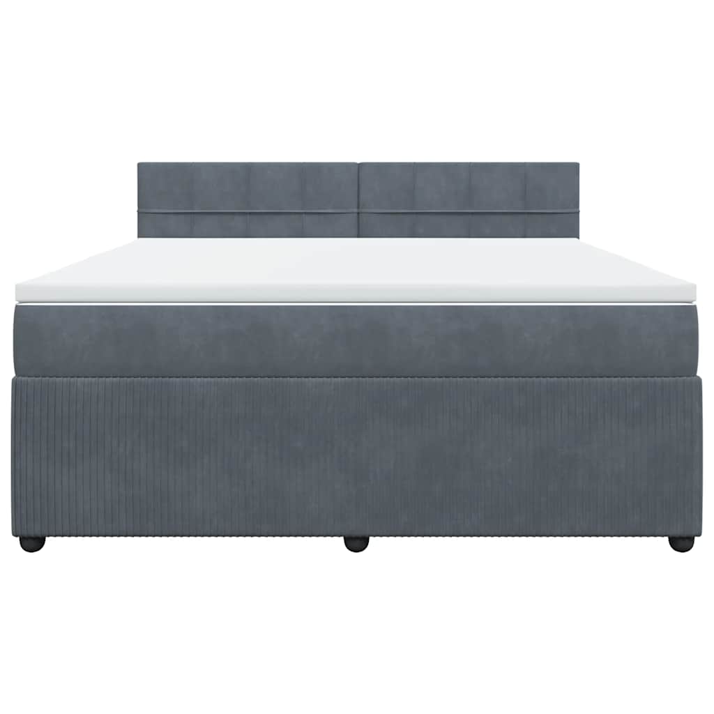 vidaXL Κρεβάτι Boxspring με Στρώμα Σκούρο Γκρι 180x200 εκ. Βελούδινο