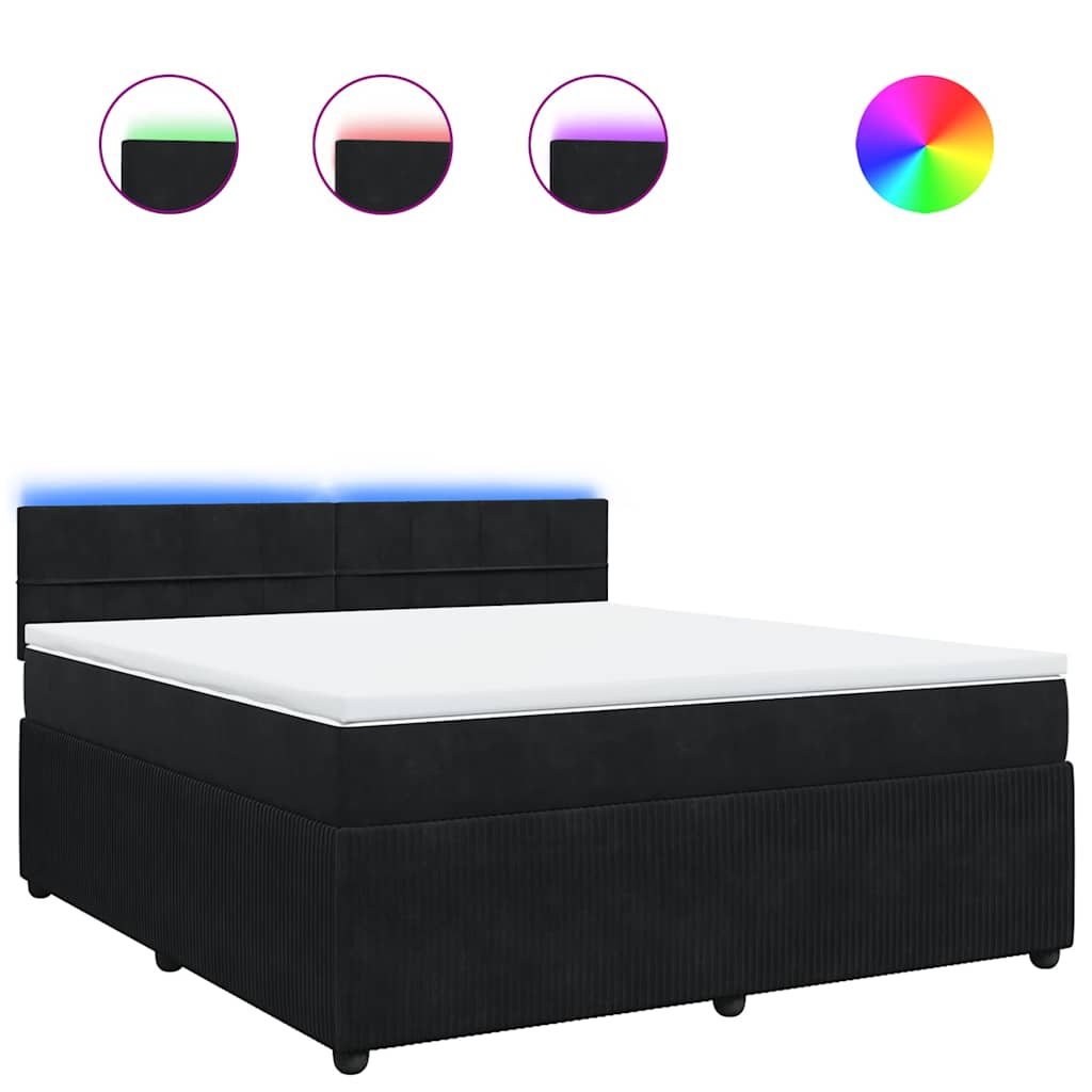 vidaXL Κρεβάτι Boxspring με Στρώμα Μαύρο 180x200 εκ. Βελούδινο