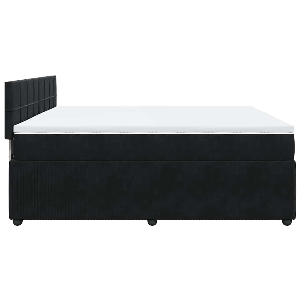 vidaXL Κρεβάτι Boxspring με Στρώμα Μαύρο 180x200 εκ. Βελούδινο