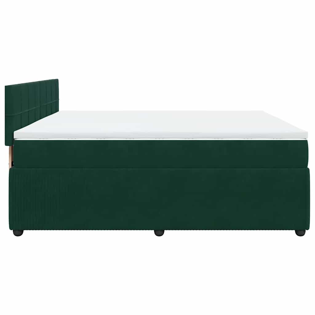 vidaXL Κρεβάτι Boxspring με Στρώμα Σκούρο Πράσινο 180x200εκ. Βελούδινο