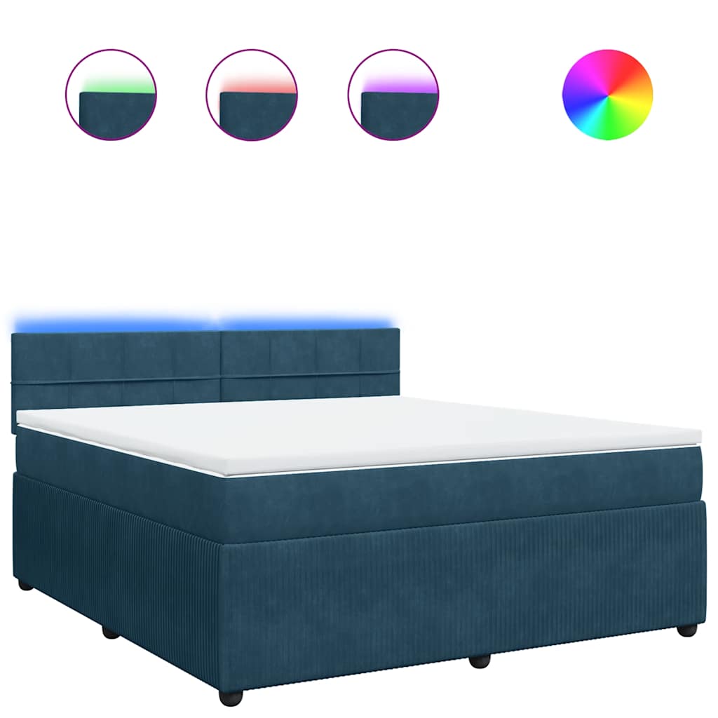 vidaXL Κρεβάτι Boxspring με Στρώμα Μπλε 180x200 εκ. Βελούδινο