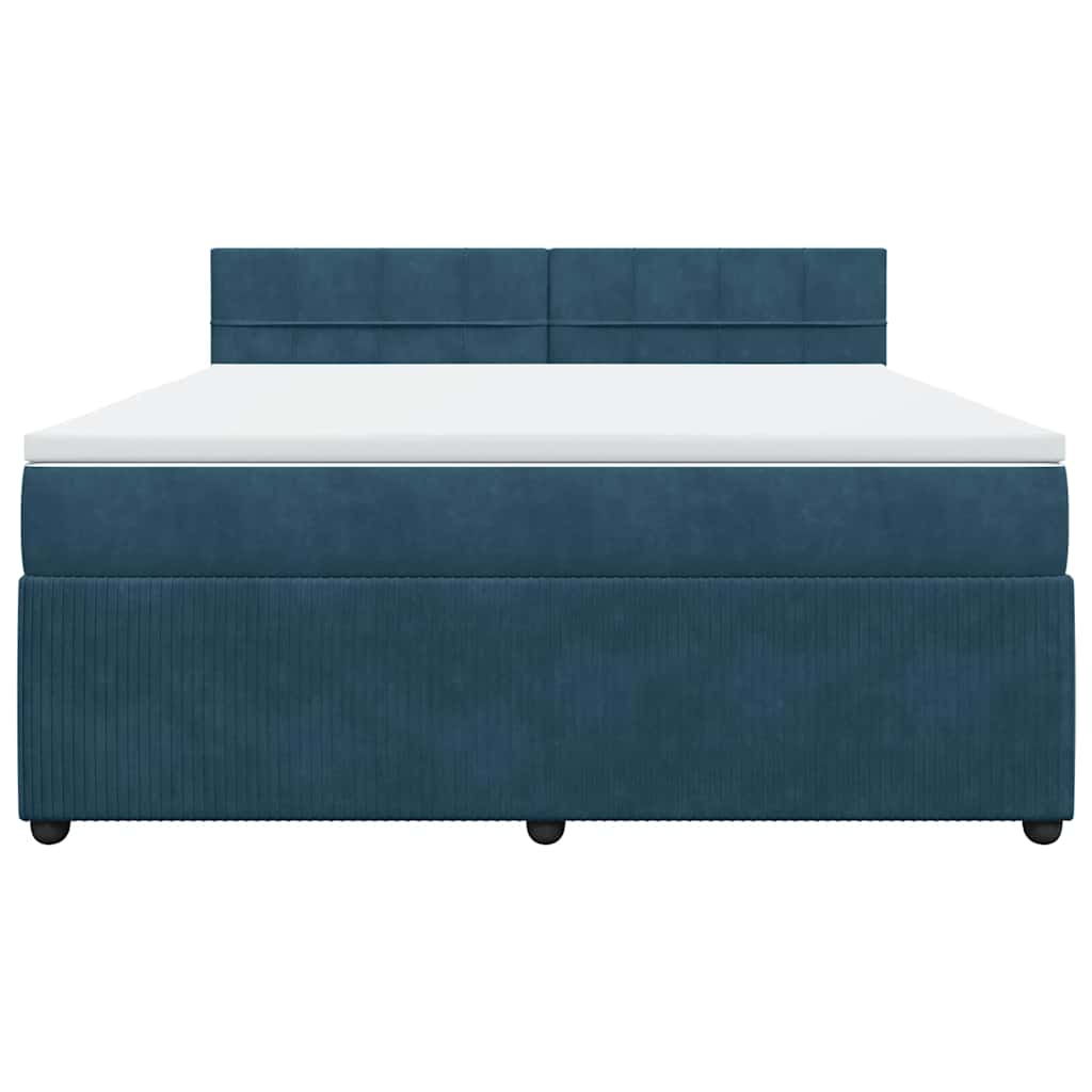 vidaXL Κρεβάτι Boxspring με Στρώμα Μπλε 180x200 εκ. Βελούδινο