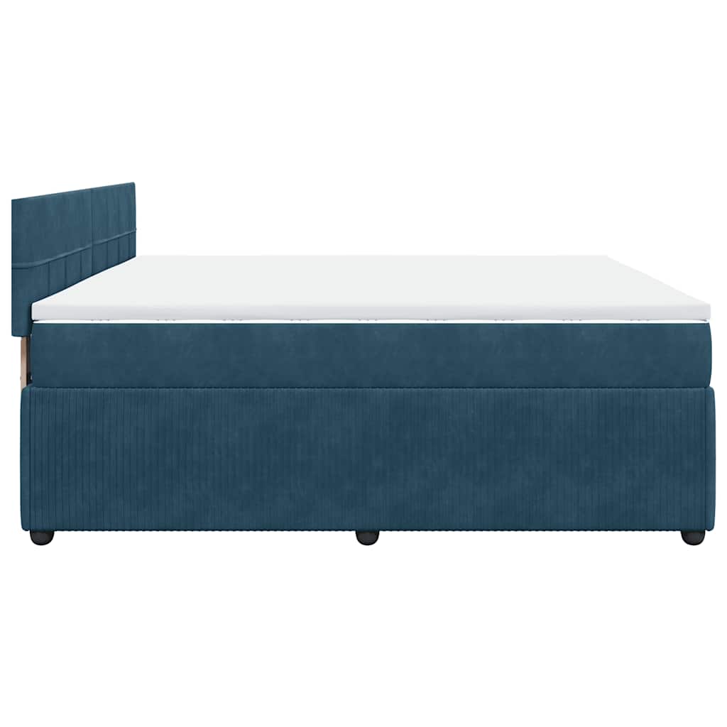 vidaXL Κρεβάτι Boxspring με Στρώμα Μπλε 180x200 εκ. Βελούδινο