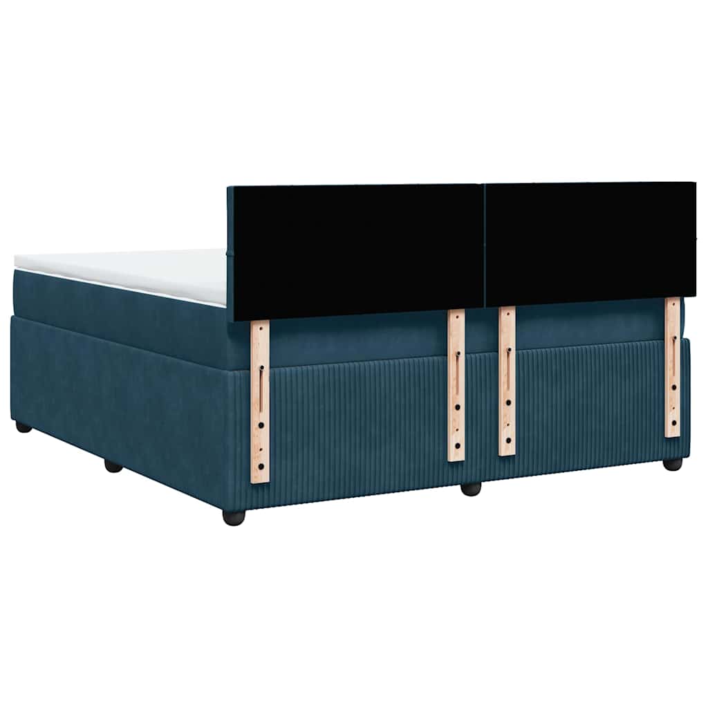 vidaXL Κρεβάτι Boxspring με Στρώμα Μπλε 180x200 εκ. Βελούδινο