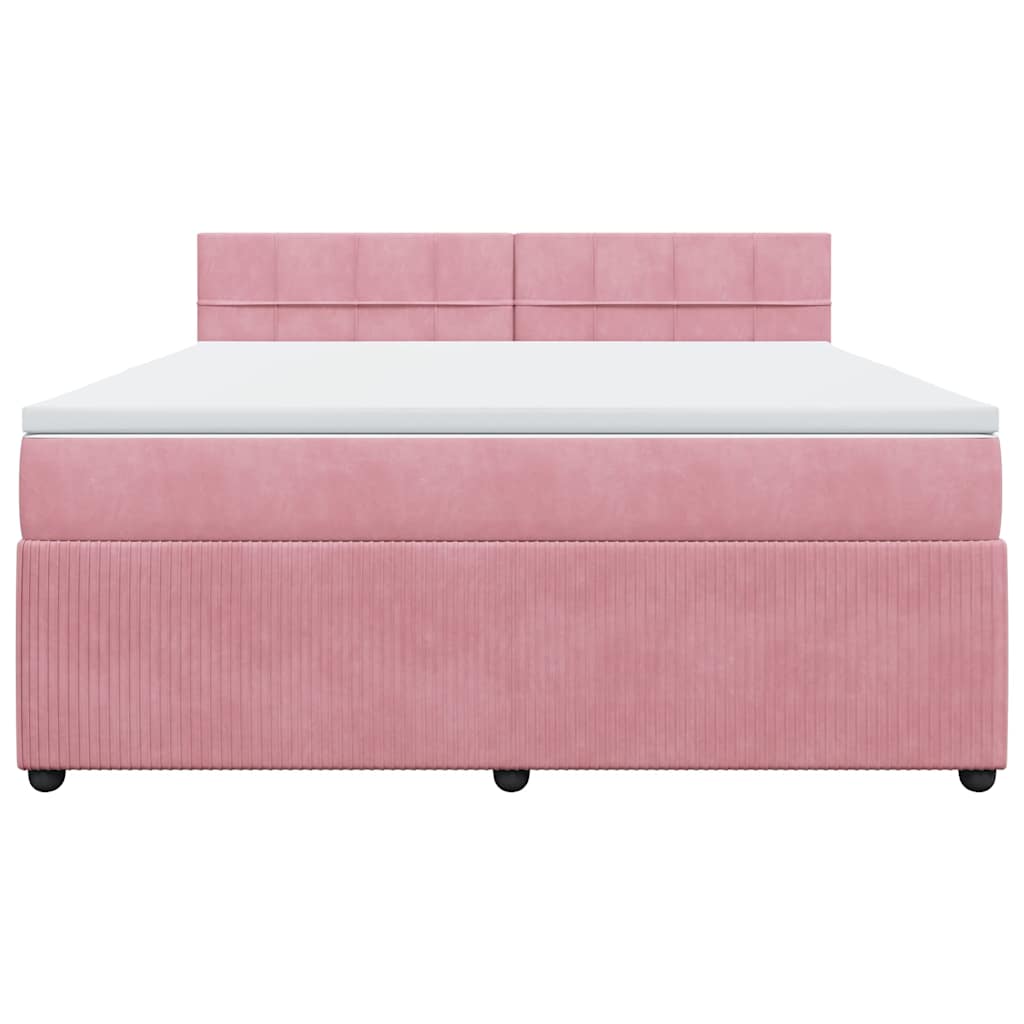 vidaXL Κρεβάτι Boxspring με Στρώμα Ροζ 180x200 εκ. Βελούδινο
