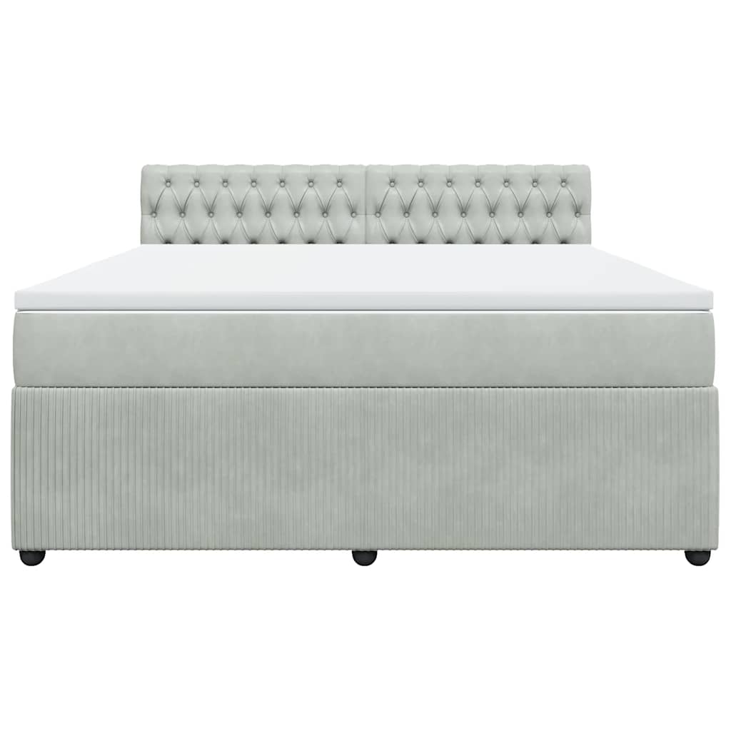 vidaXL Κρεβάτι Boxspring με Στρώμα Ανοιχτό Γκρι 180x200 εκ. Βελούδινο