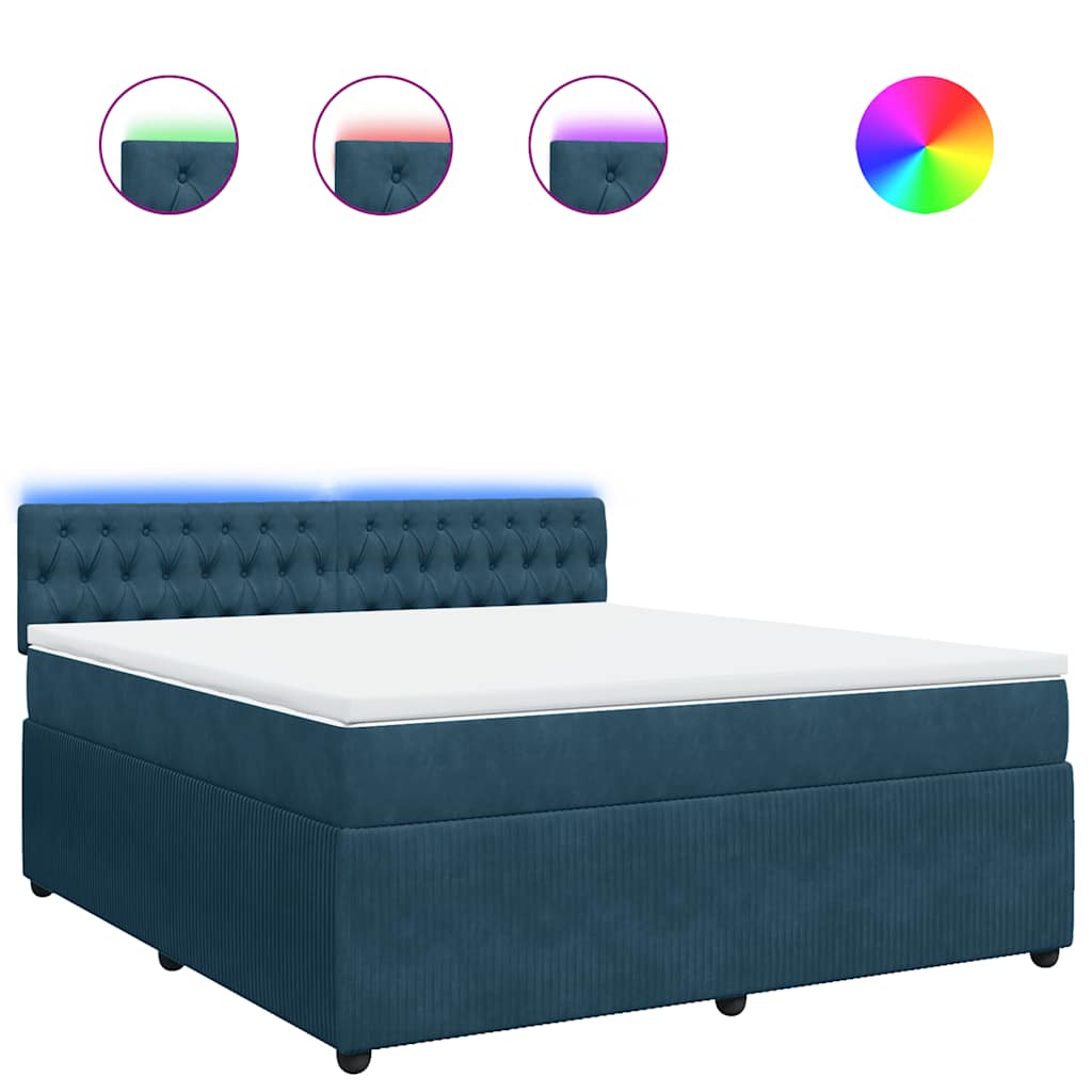 vidaXL Κρεβάτι Boxspring με Στρώμα Μπλε 180x200 εκ. Βελούδινο