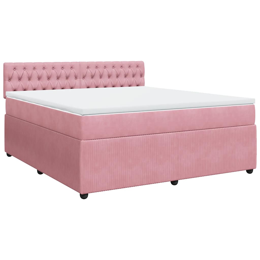 vidaXL Κρεβάτι Boxspring με Στρώμα Ροζ 180x200 εκ. Βελούδινο