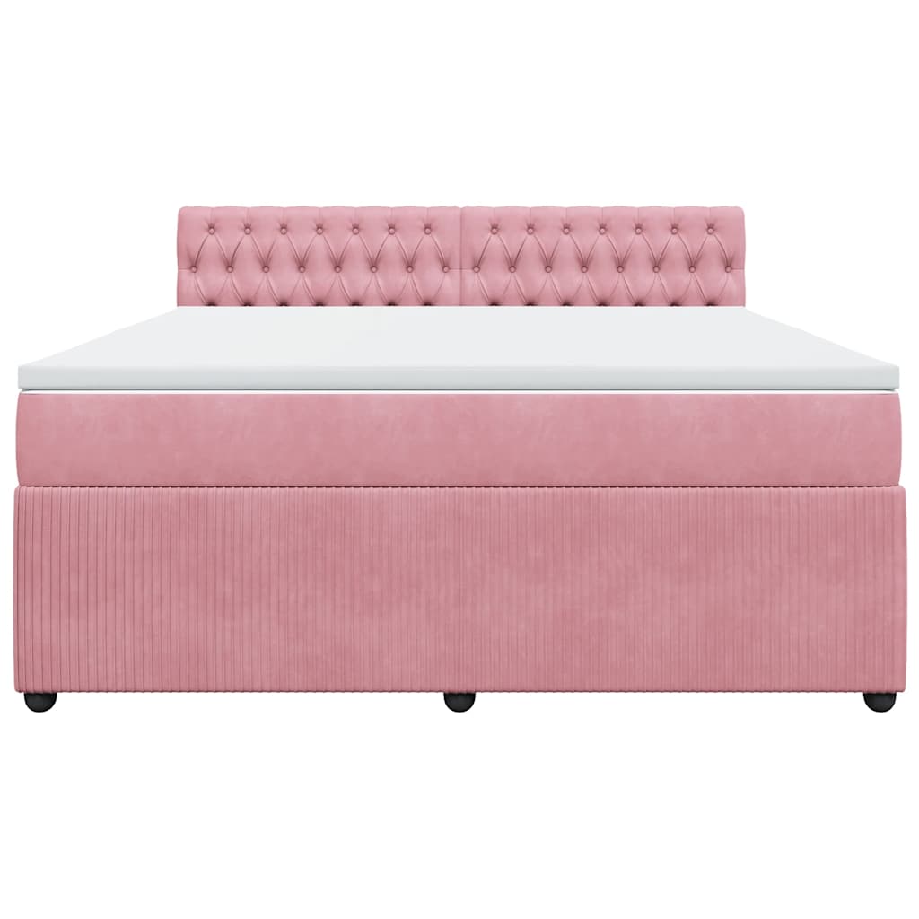 vidaXL Κρεβάτι Boxspring με Στρώμα Ροζ 180x200 εκ. Βελούδινο
