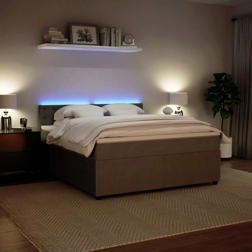 vidaXL Κρεβάτι Boxspring με Στρώμα Ανοιχτό Γκρι 180x200 εκ. Βελούδινο