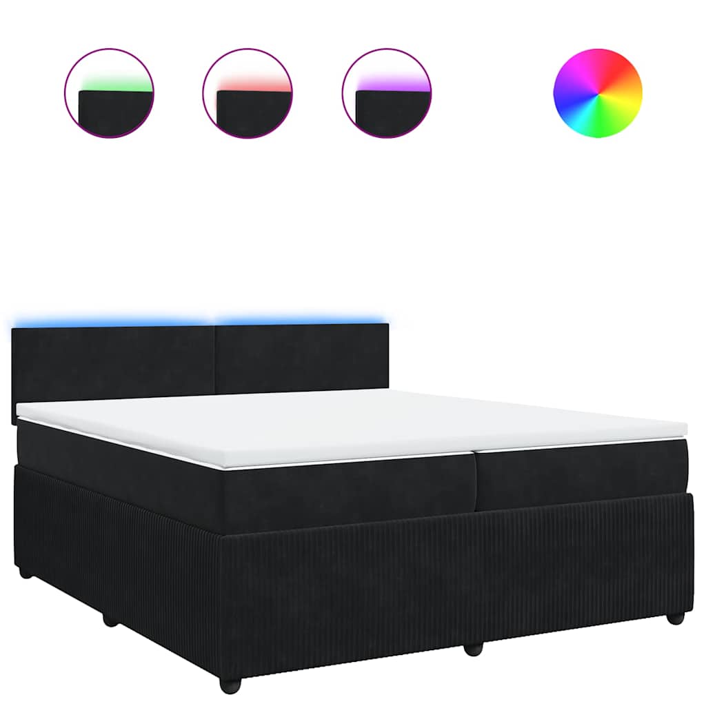 vidaXL Κρεβάτι Boxspring με Στρώμα Μαύρο 200x200 εκ. Βελούδινο
