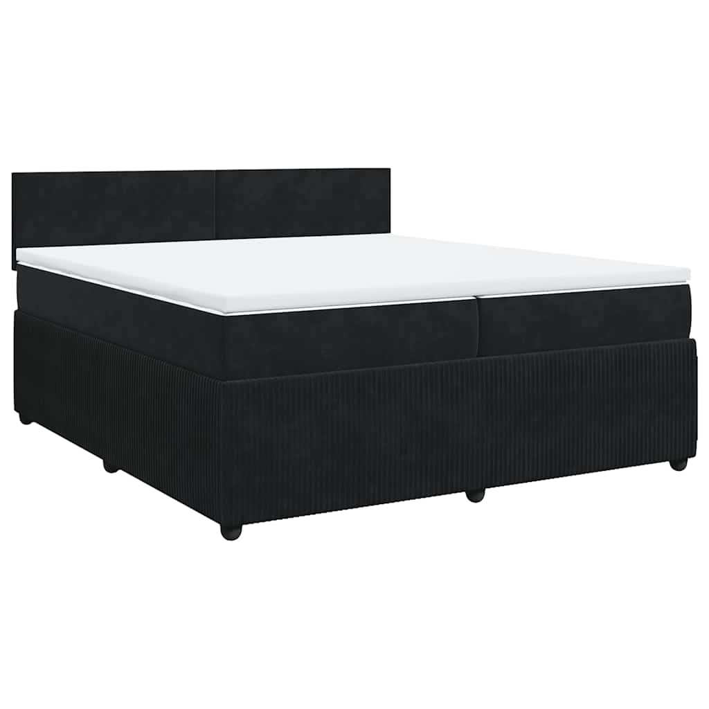 vidaXL Κρεβάτι Boxspring με Στρώμα Μαύρο 200x200 εκ. Βελούδινο