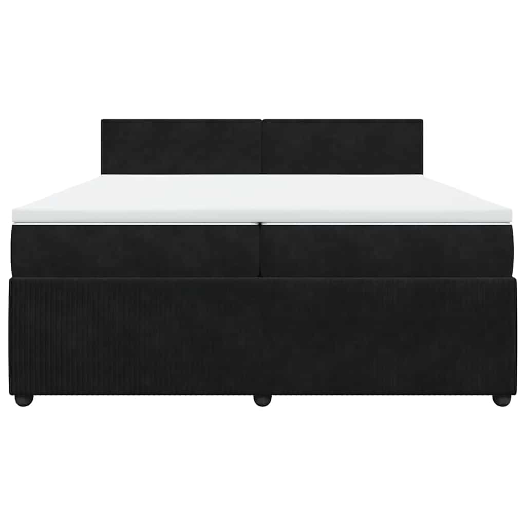 vidaXL Κρεβάτι Boxspring με Στρώμα Μαύρο 200x200 εκ. Βελούδινο