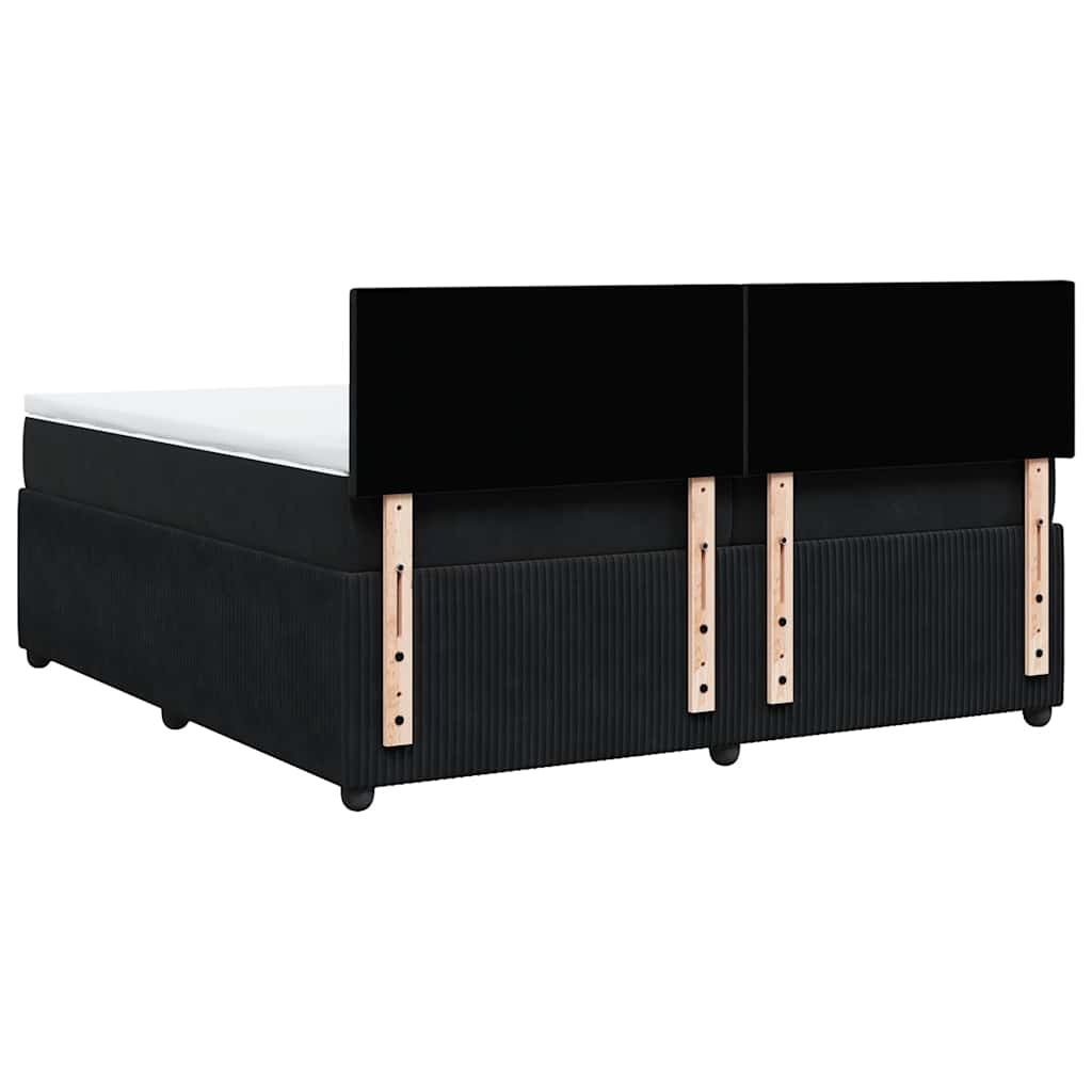 vidaXL Κρεβάτι Boxspring με Στρώμα Μαύρο 200x200 εκ. Βελούδινο