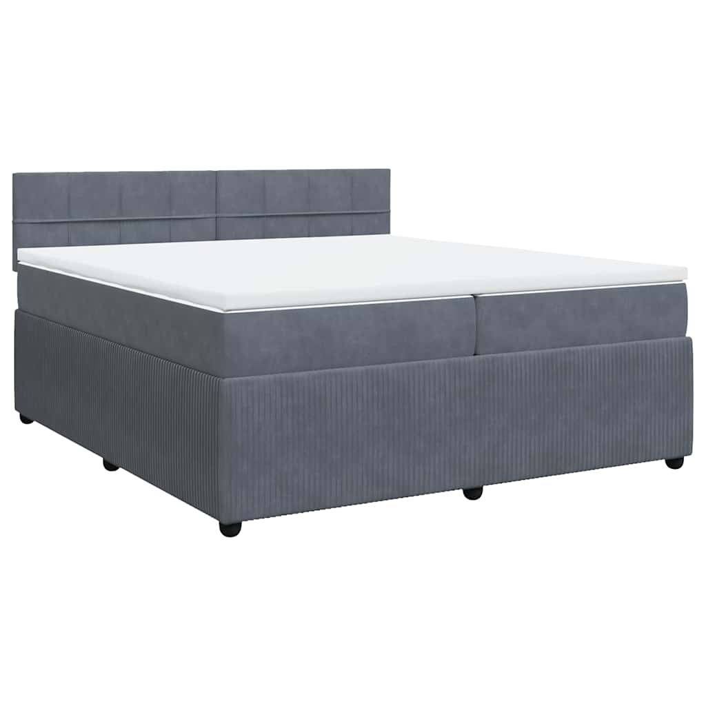 vidaXL Κρεβάτι Boxspring με Στρώμα Σκούρο Γκρι 200x200 εκ. Βελούδινο