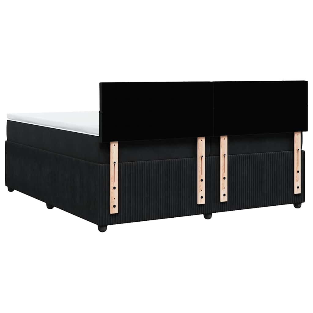 vidaXL Κρεβάτι Boxspring με Στρώμα Μαύρο 200x200 εκ. Βελούδινο