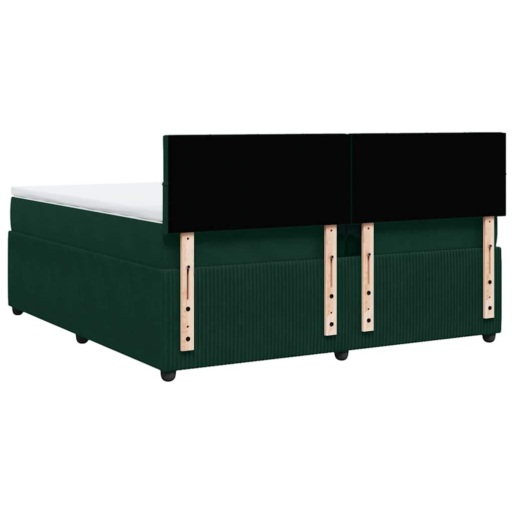 vidaXL Κρεβάτι Boxspring με Στρώμα Σκούρο Πράσινο 200x200εκ. Βελούδινο