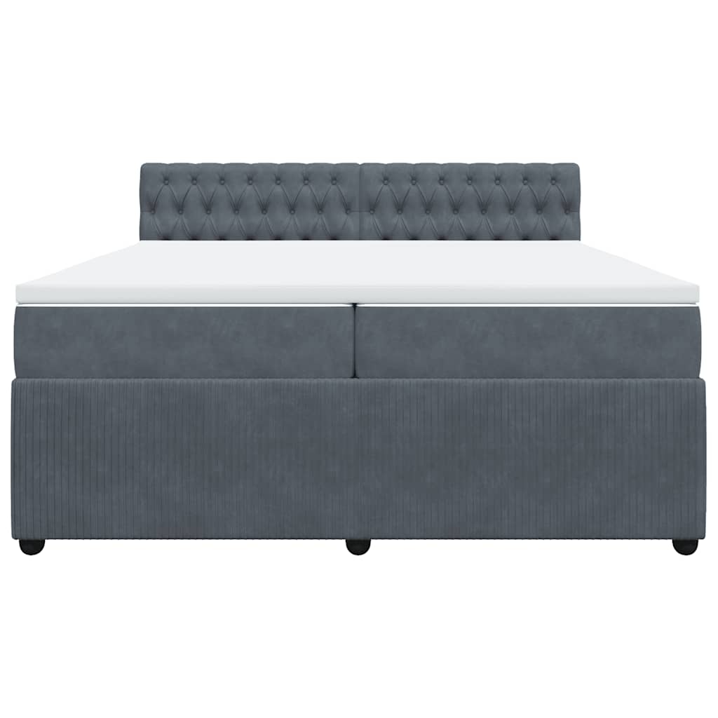 vidaXL Κρεβάτι Boxspring με Στρώμα Σκούρο Γκρι 200x200 εκ. Βελούδινο
