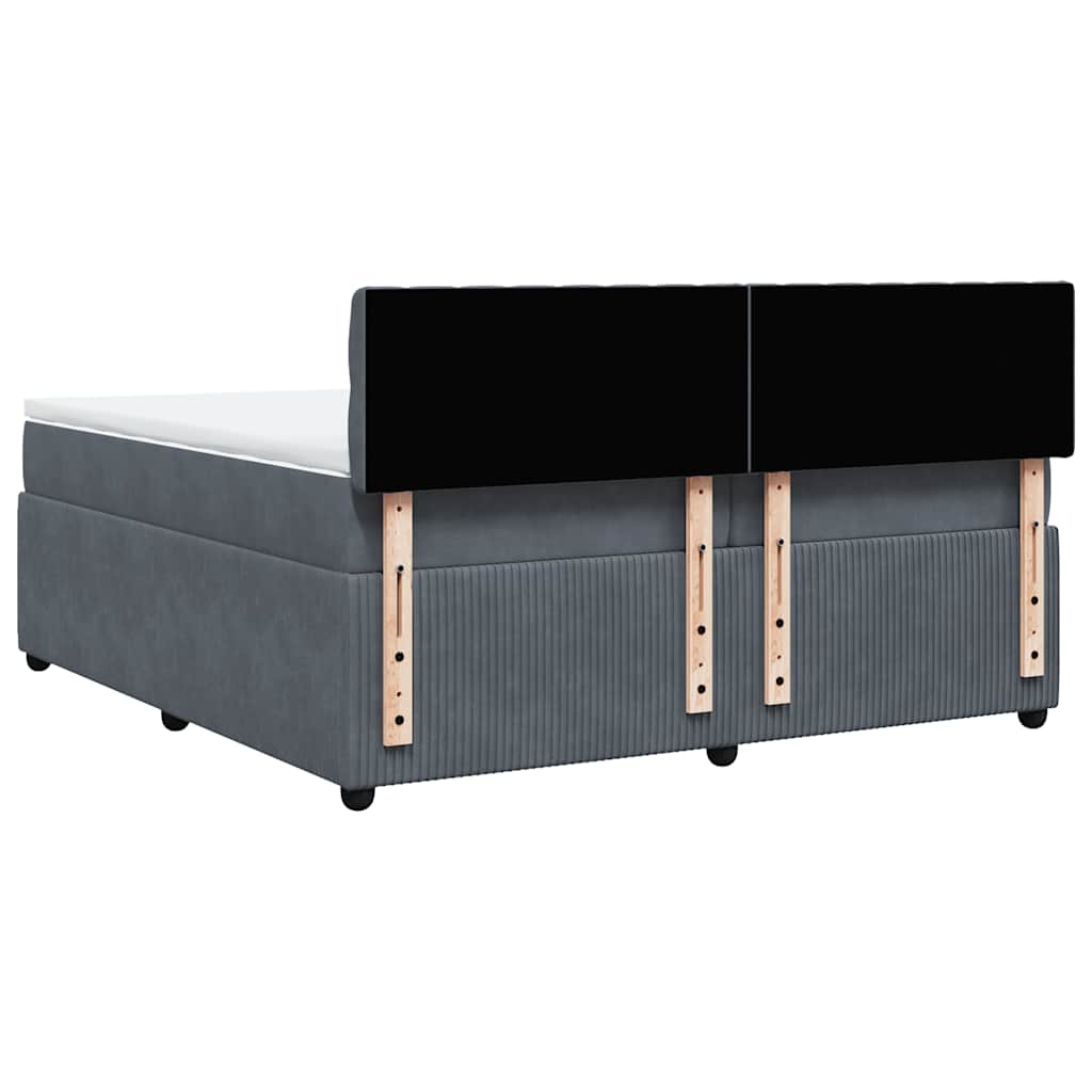 vidaXL Κρεβάτι Boxspring με Στρώμα Σκούρο Γκρι 200x200 εκ. Βελούδινο