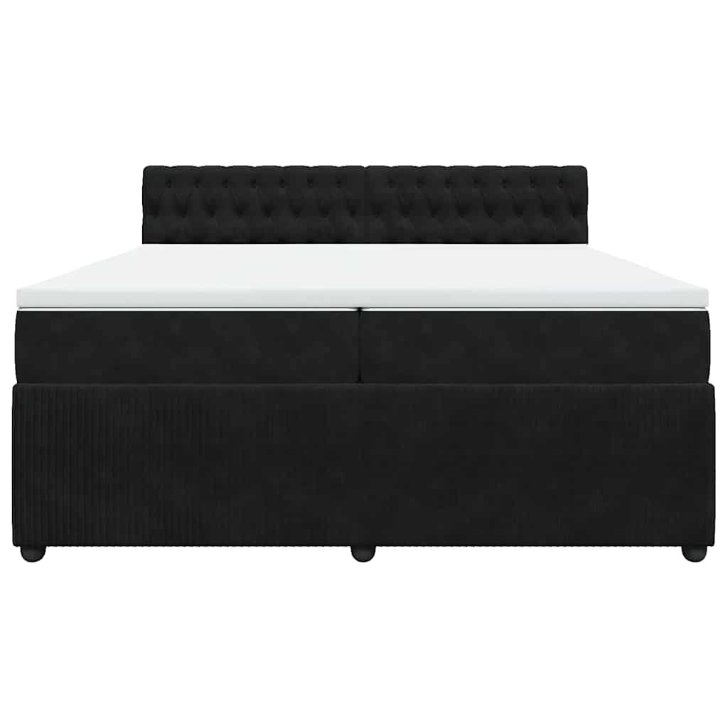 vidaXL Κρεβάτι Boxspring με Στρώμα Μαύρο 200x200 εκ. Βελούδινο