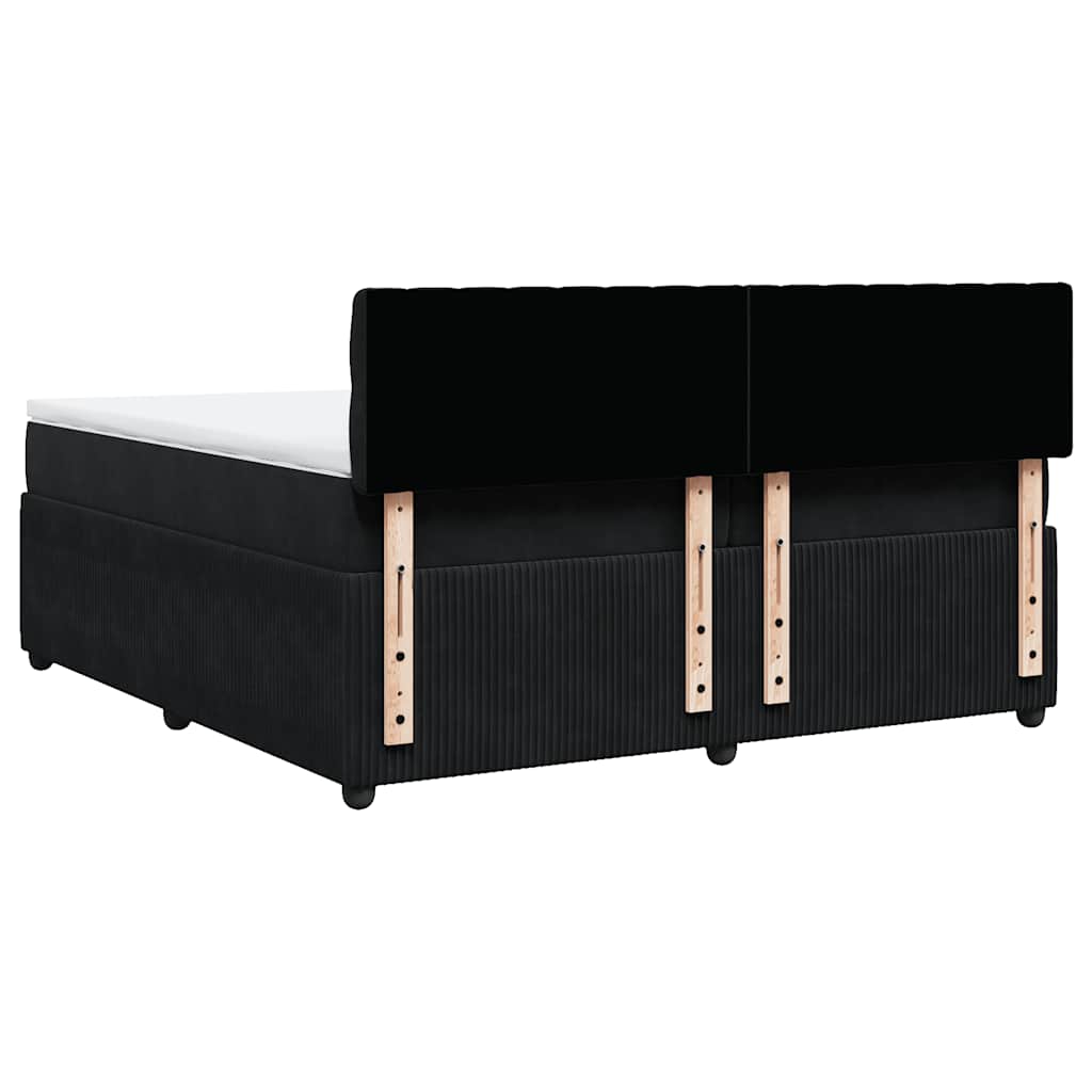vidaXL Κρεβάτι Boxspring με Στρώμα Μαύρο 200x200 εκ. Βελούδινο