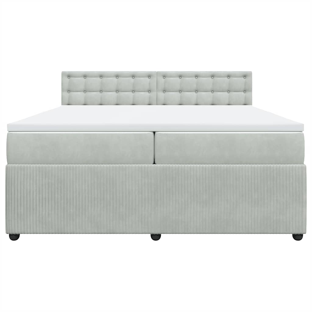 vidaXL Κρεβάτι Boxspring με Στρώμα Ανοιχτό Γκρι 200x200 εκ. Βελούδινο