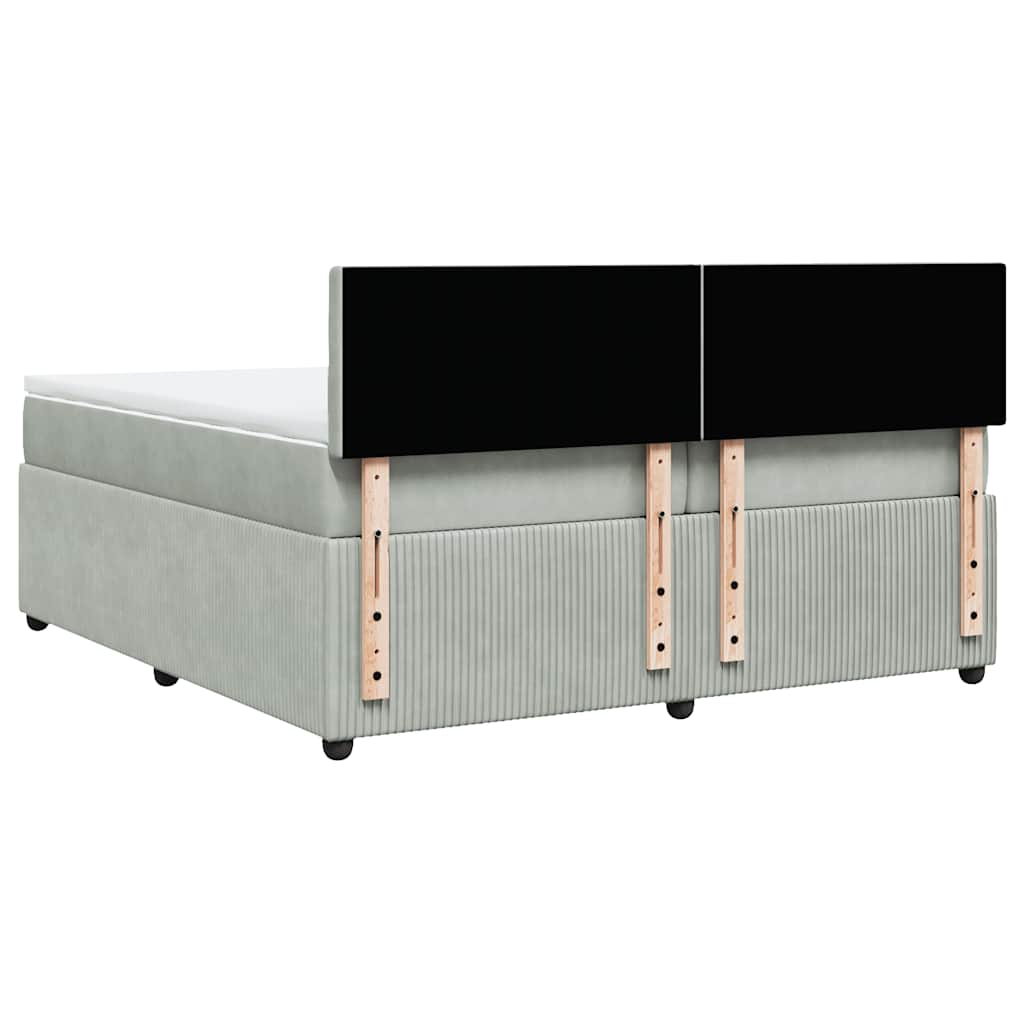 vidaXL Κρεβάτι Boxspring με Στρώμα Ανοιχτό Γκρι 200x200 εκ. Βελούδινο