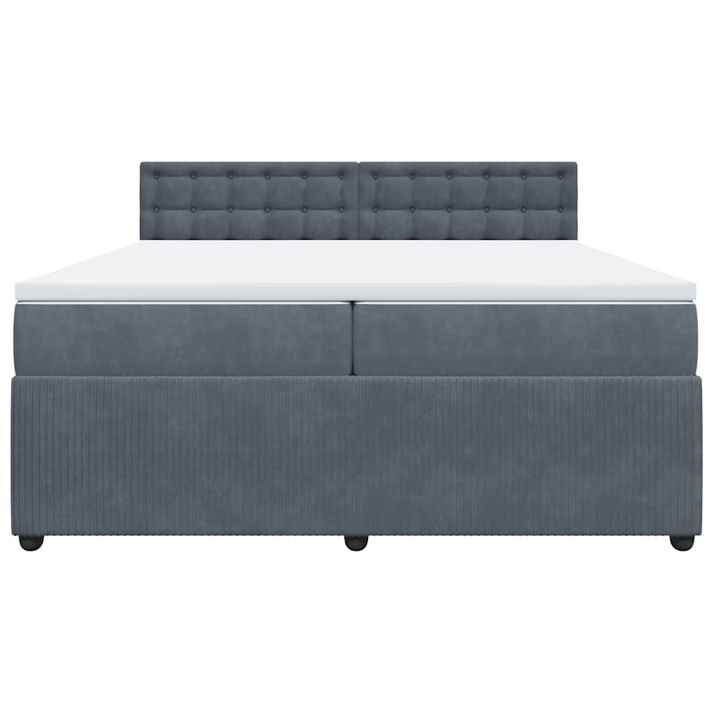 vidaXL Κρεβάτι Boxspring με Στρώμα Σκούρο Γκρι 200x200 εκ. Βελούδινο