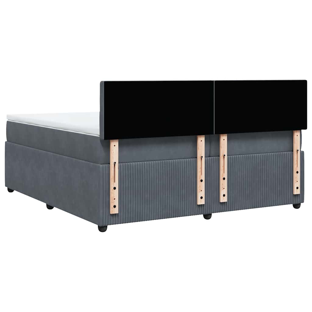 vidaXL Κρεβάτι Boxspring με Στρώμα Σκούρο Γκρι 200x200 εκ. Βελούδινο