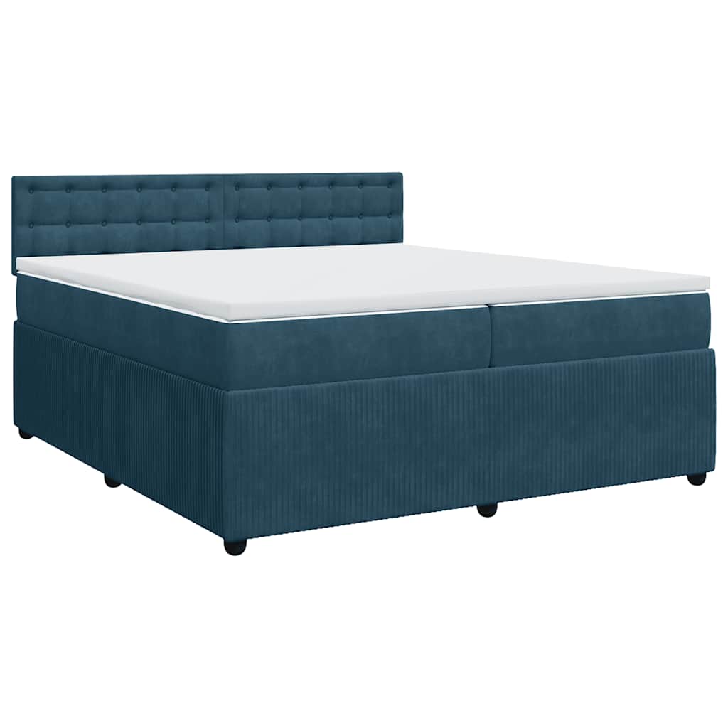 vidaXL Κρεβάτι Boxspring με Στρώμα Μπλε 200x200 εκ. Βελούδινο