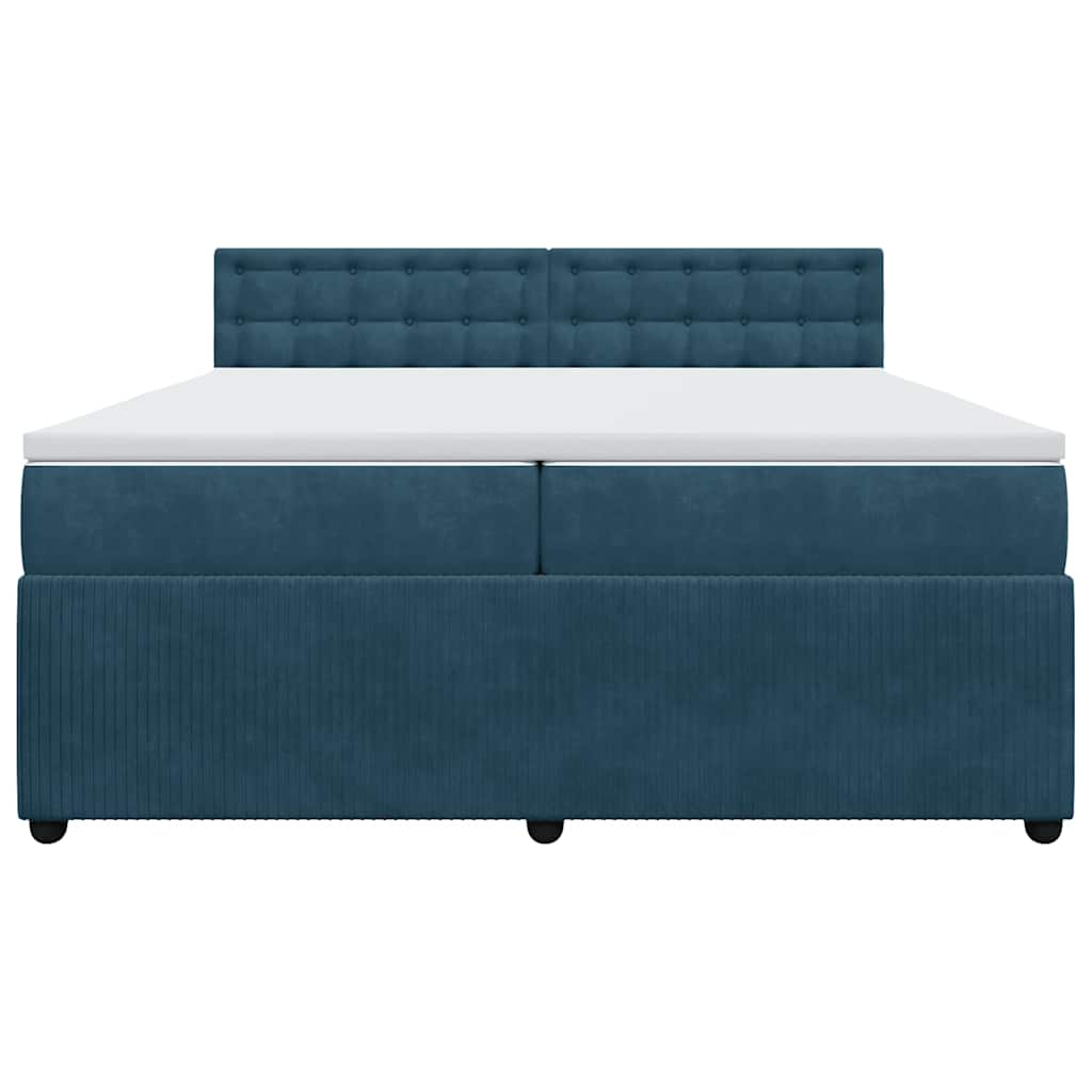 vidaXL Κρεβάτι Boxspring με Στρώμα Μπλε 200x200 εκ. Βελούδινο