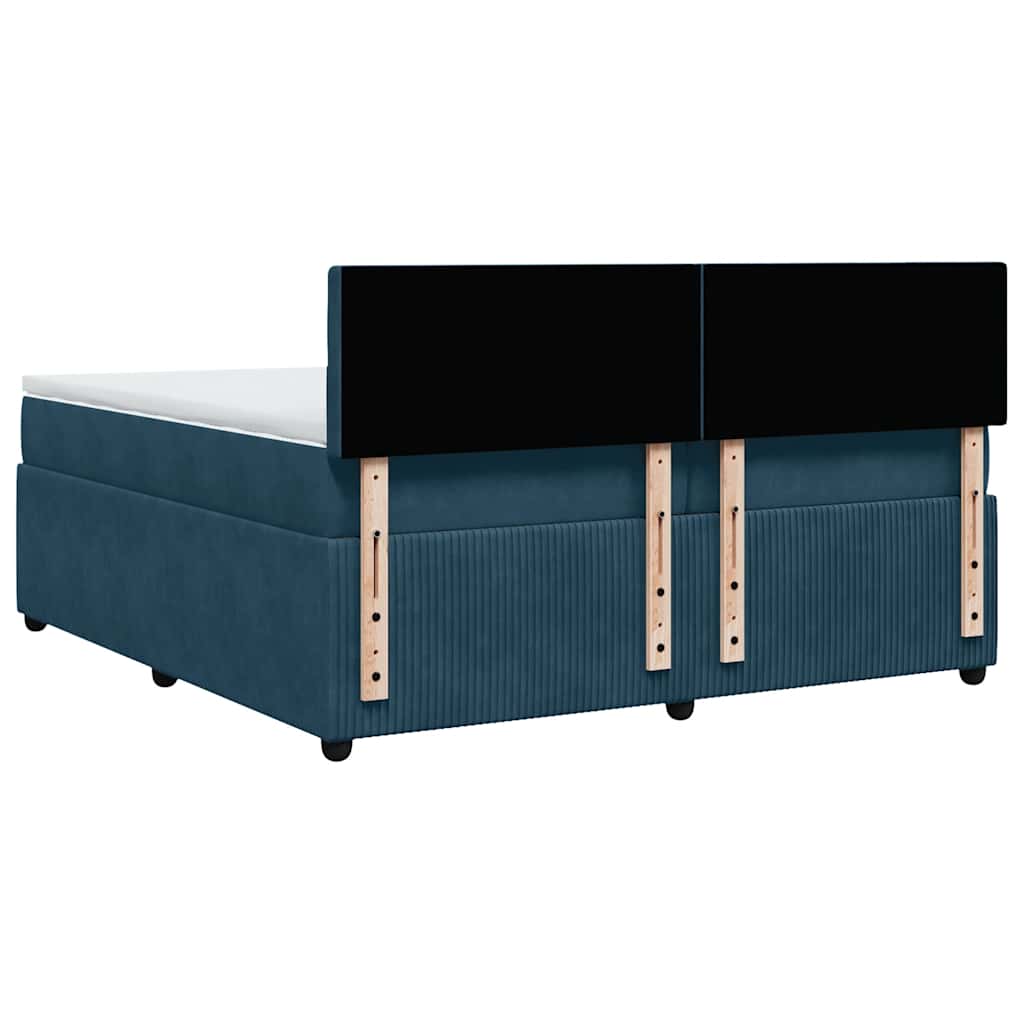 vidaXL Κρεβάτι Boxspring με Στρώμα Μπλε 200x200 εκ. Βελούδινο