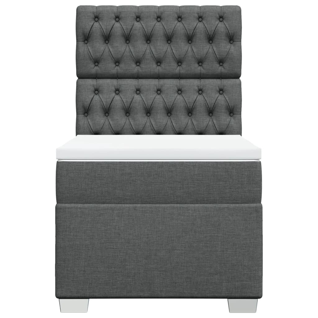 vidaXL Κρεβάτι Boxspring με Στρώμα Σκούρο Γκρι 80x200 εκ. Υφασμάτινο