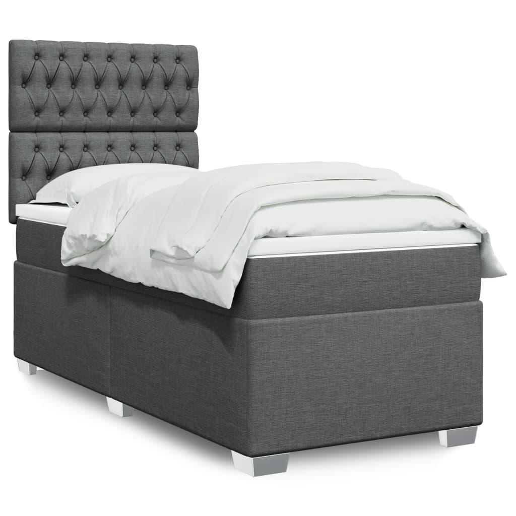 vidaXL Κρεβάτι Boxspring με Στρώμα Σκούρο Γκρι 80x200 εκ. Υφασμάτινο