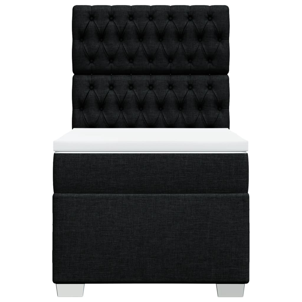 vidaXL Κρεβάτι Boxspring με Στρώμα Μαύρο 80 x 200 εκ. Υφασμάτινο