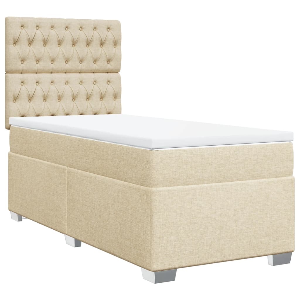 vidaXL Κρεβάτι Boxspring με Στρώμα Κρεμ 80 x 200 εκ. Υφασμάτινο