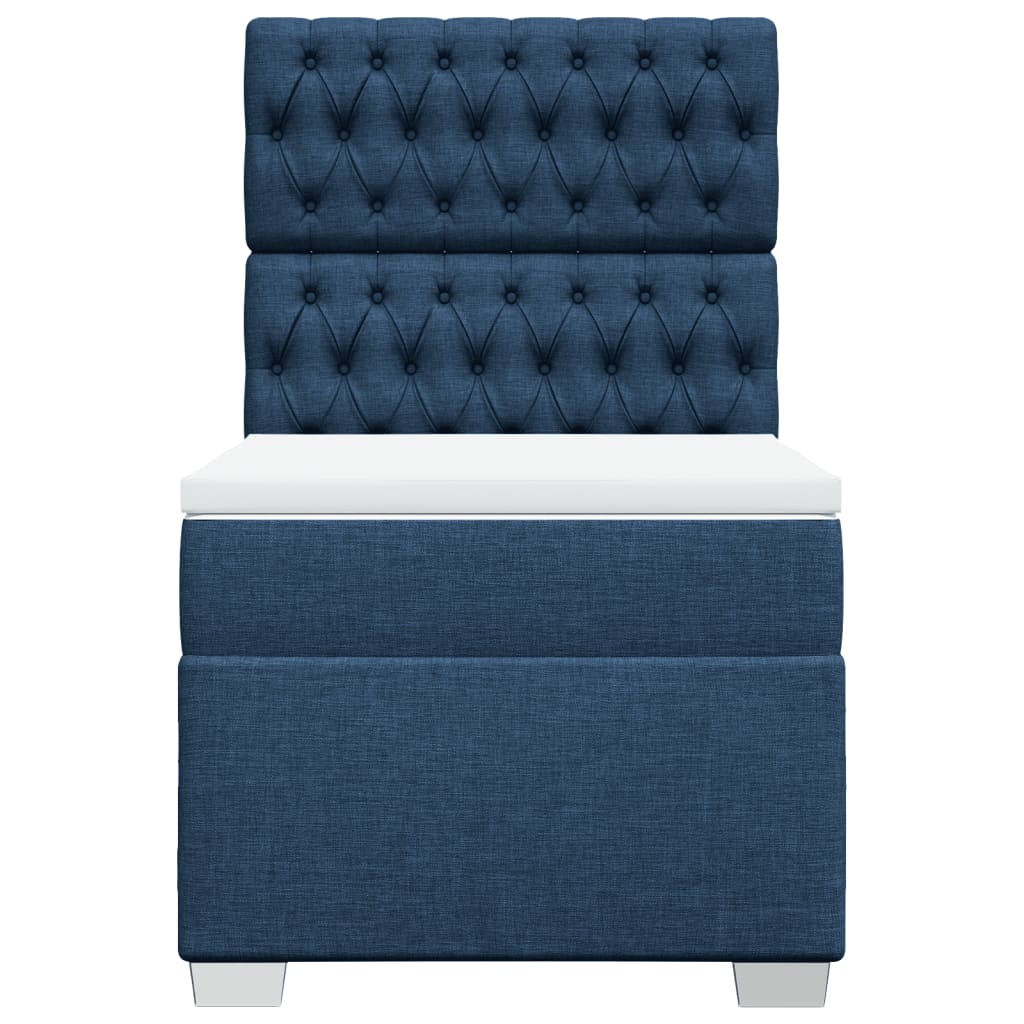vidaXL Κρεβάτι Boxspring με Στρώμα Μπλε 80x200 εκ. Υφασμάτινο
