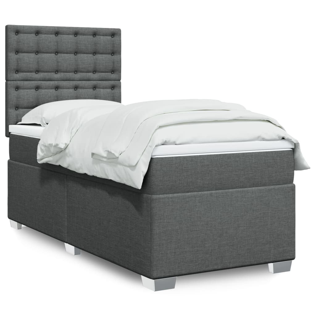vidaXL Κρεβάτι Boxspring με Στρώμα Σκούρο Γκρι 80x200 εκ. Υφασμάτινο