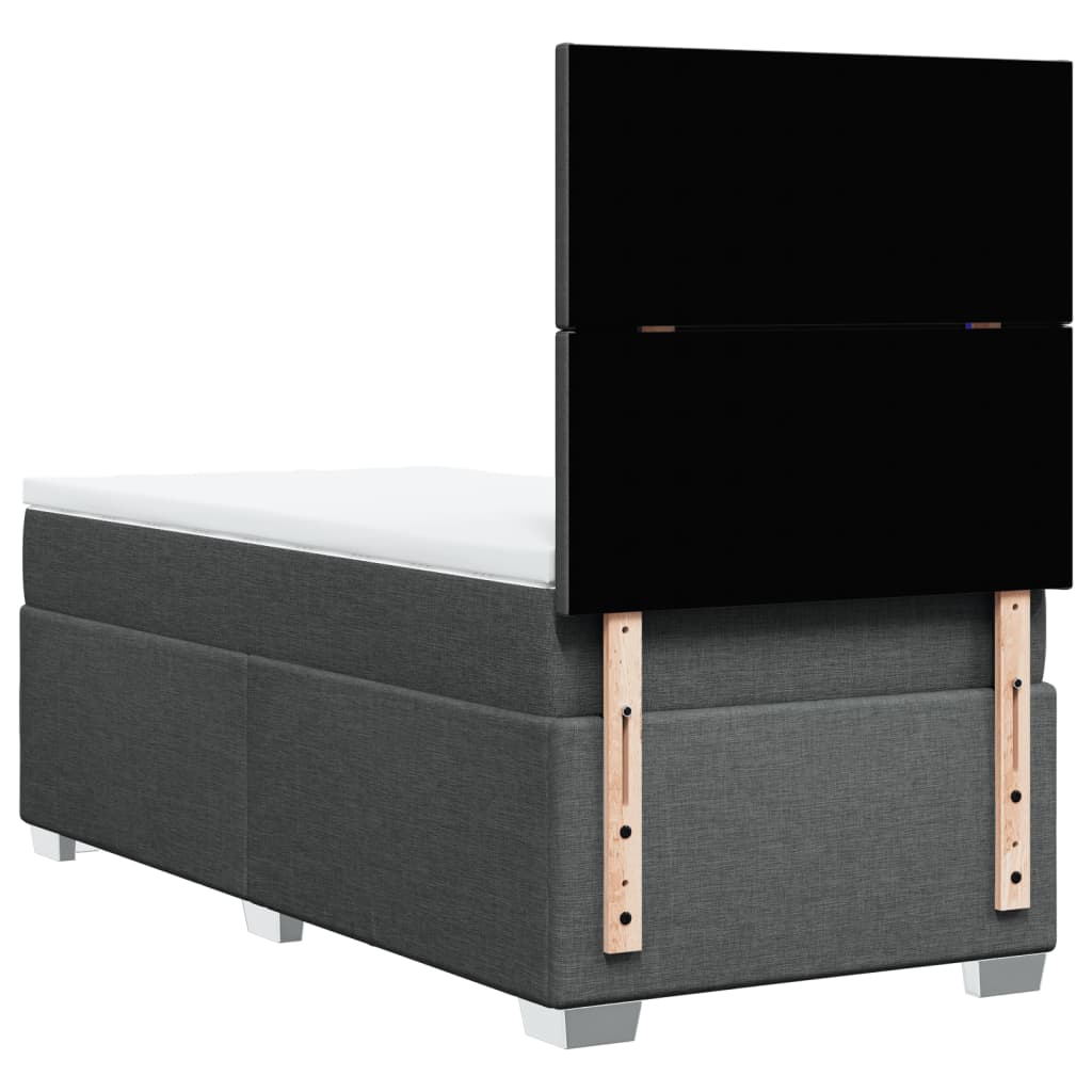 vidaXL Κρεβάτι Boxspring με Στρώμα Σκούρο Γκρι 90x190 εκ. Υφασμάτινο