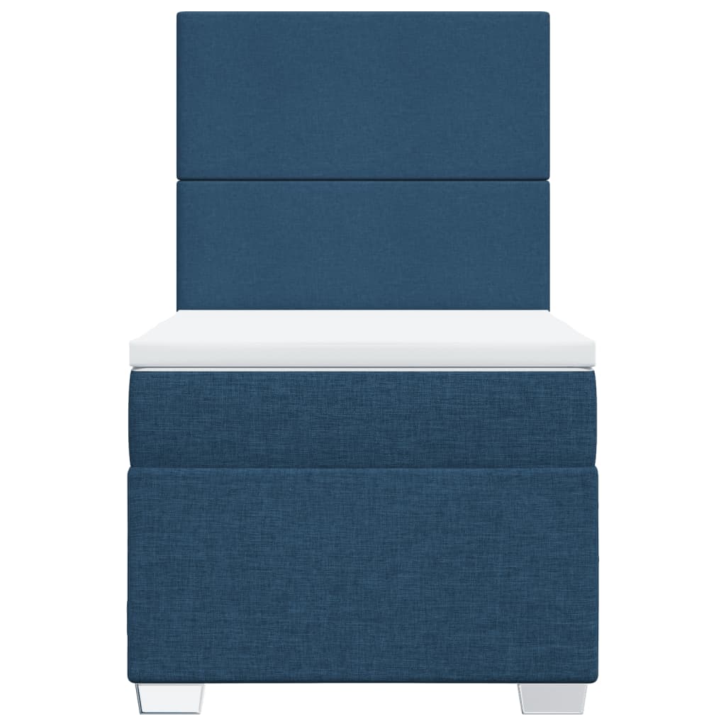 vidaXL Κρεβάτι Boxspring με Στρώμα Μπλε 90x190 εκ.Υφασμάτινο