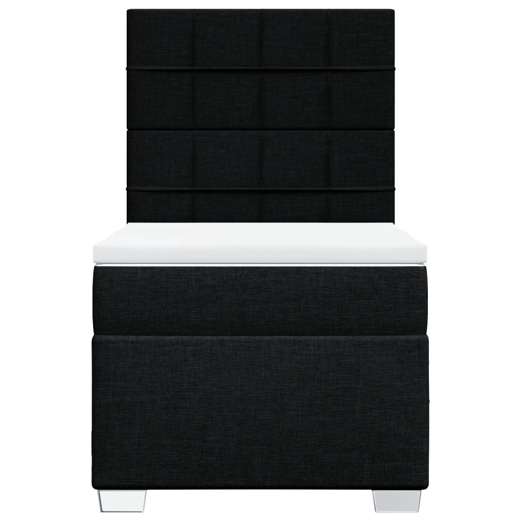 vidaXL Κρεβάτι Boxspring με Στρώμα Μαύρο 90x190 εκ.Υφασμάτινο