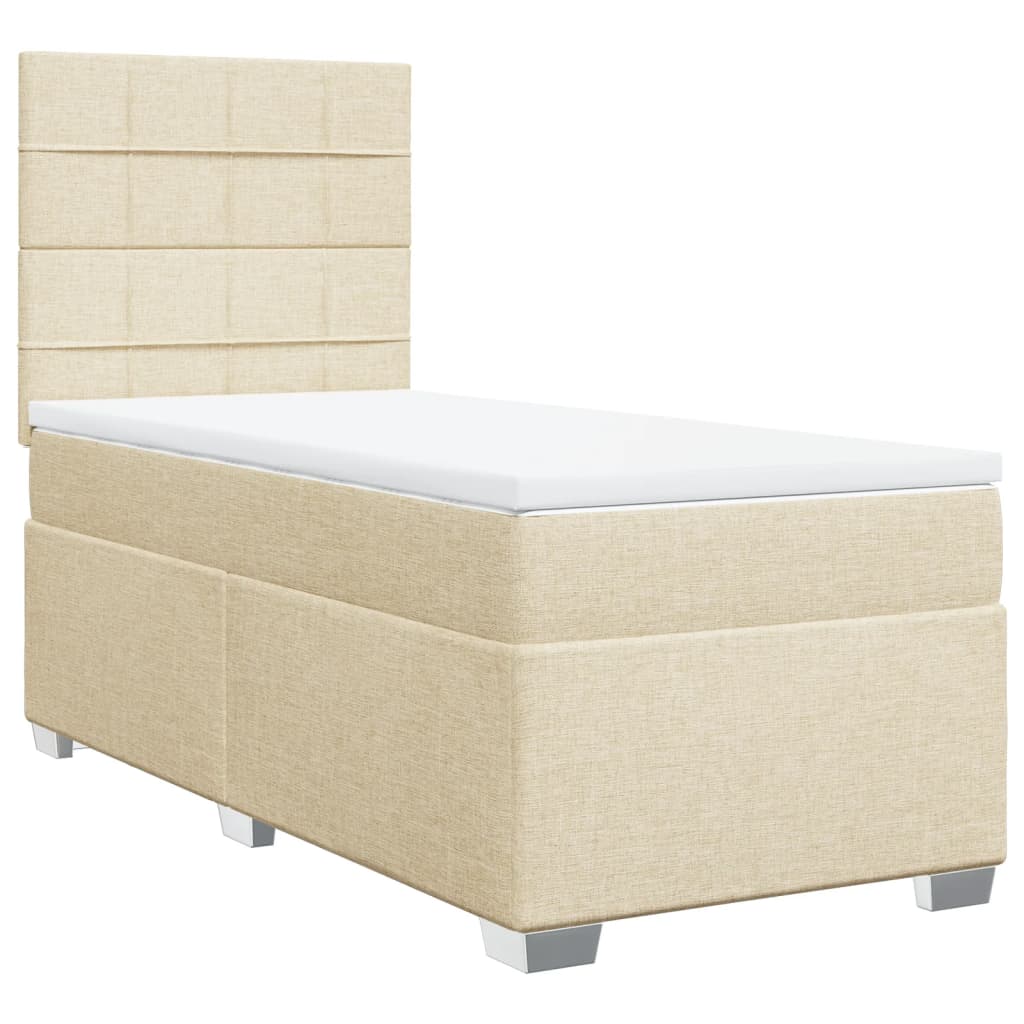 vidaXL Κρεβάτι Boxspring με Στρώμα Κρεμ 90x190 εκ.Υφασμάτινο