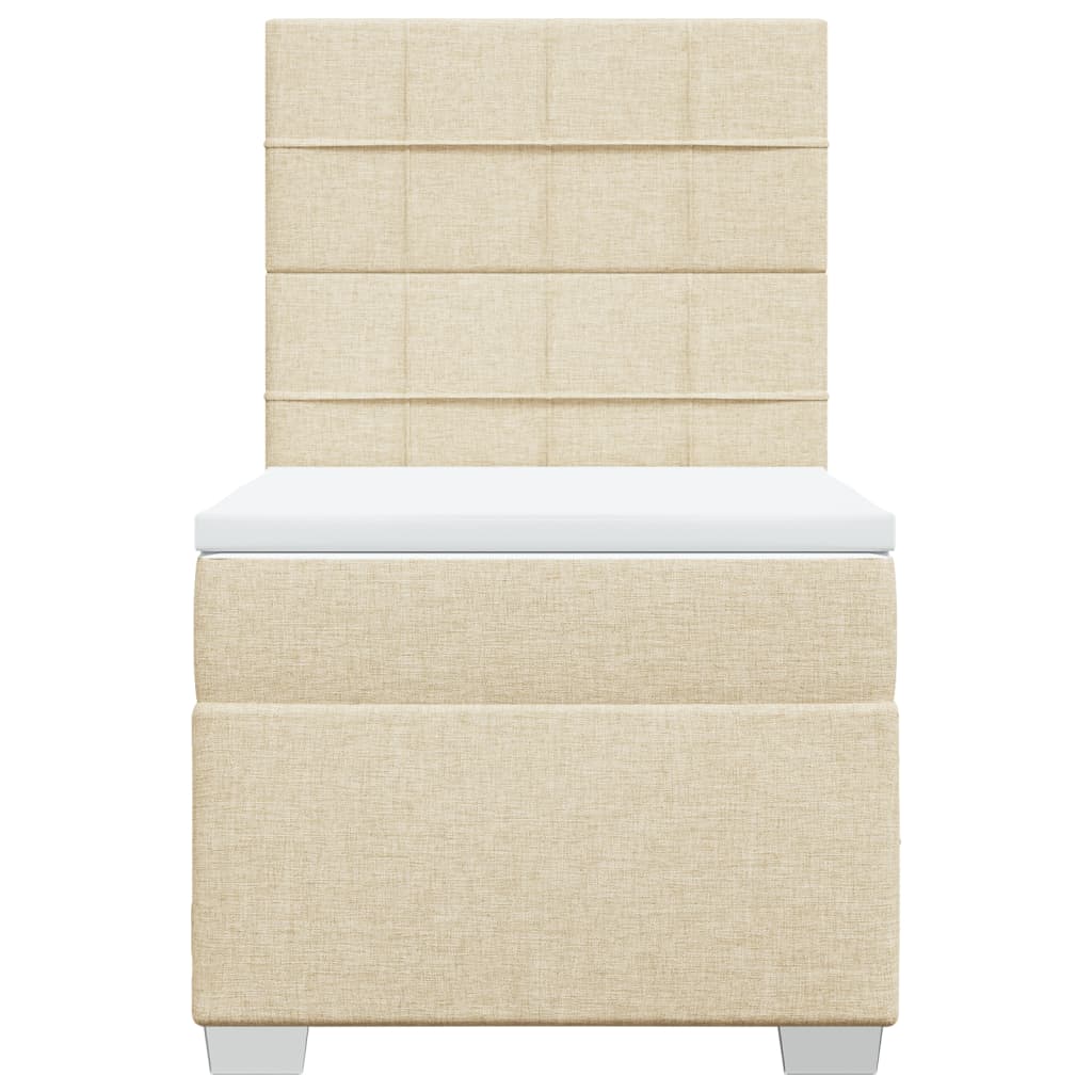 vidaXL Κρεβάτι Boxspring με Στρώμα Κρεμ 90x190 εκ.Υφασμάτινο