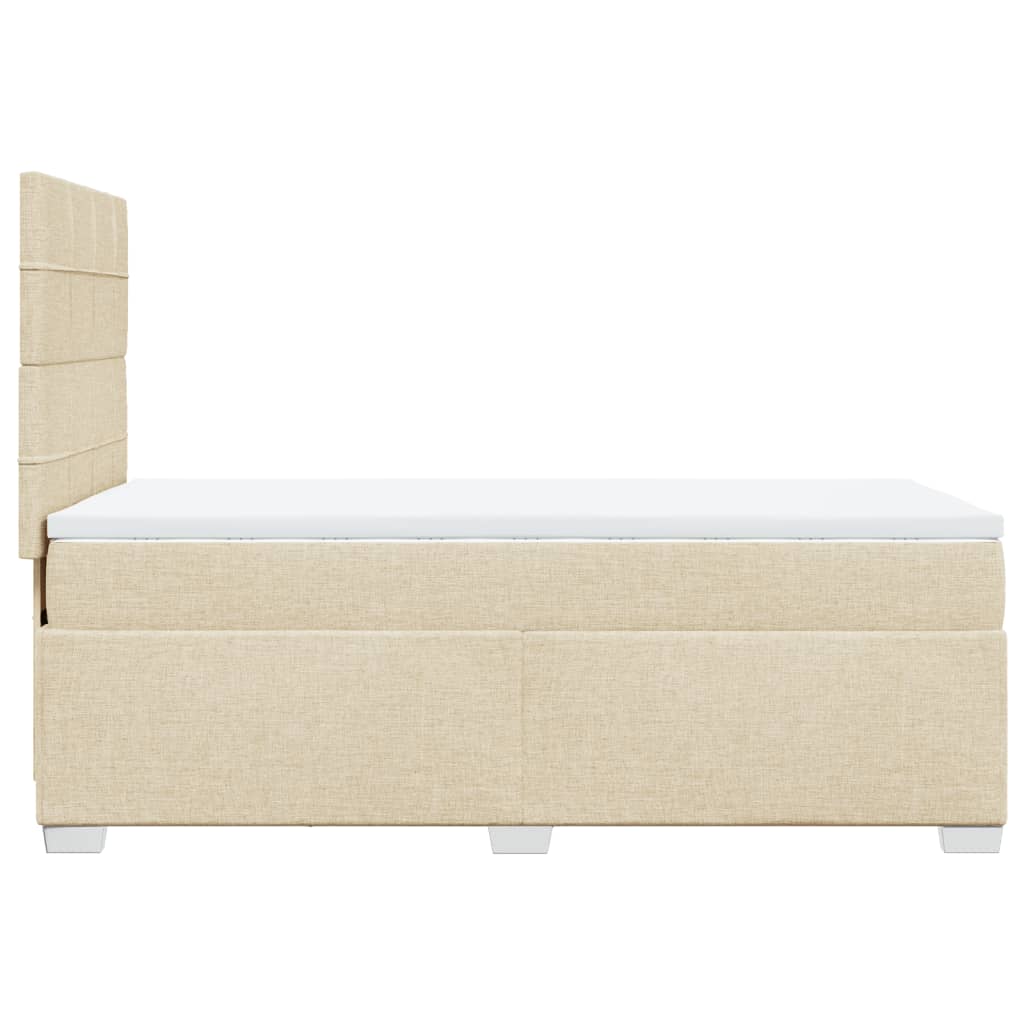 vidaXL Κρεβάτι Boxspring με Στρώμα Κρεμ 90x190 εκ.Υφασμάτινο